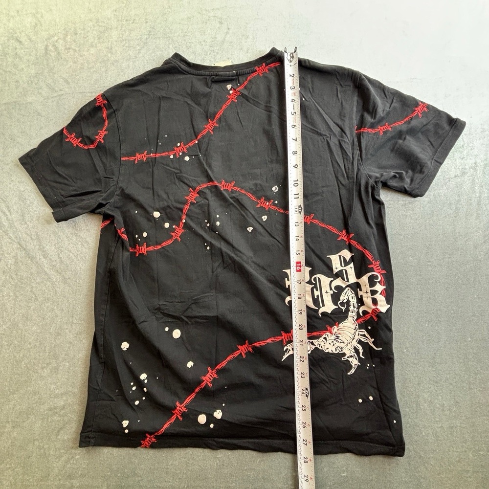 Smoke Rise Graphic T Shirt Black Y2K Barbed Wire Tee Men's Large - Picture 7 of 14